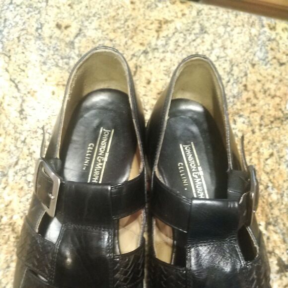 J&M Johnson Murphy Black Leather Woven Silver Buckle Men’s Shoes Size 12 M main image 12